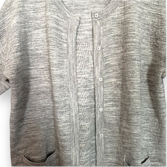 J. Jill Pure Jill Gray Marled Snap Front Long Line Cardigan with Pockets Size M - Picture 5 of 6